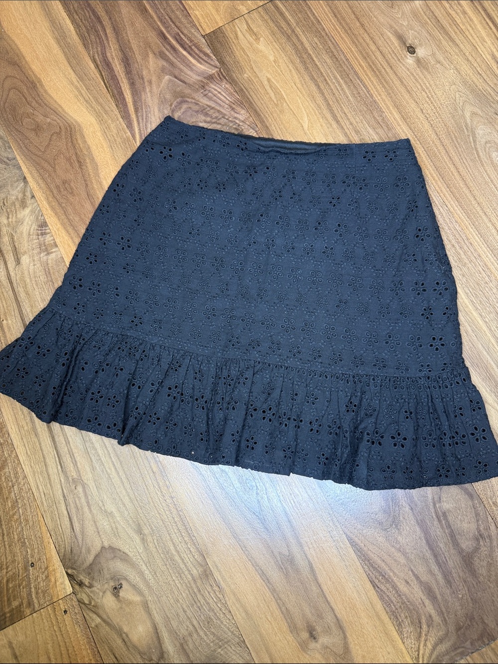 Fashion Nova Black Eyelet Ruffle Mini Skirt